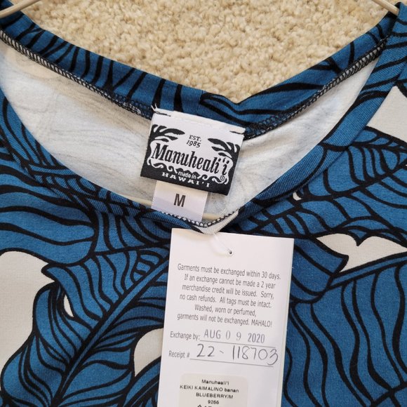 Manuhealii Mai'a Knit Top Blue New w/Tags Top J Size M (see description of size) - Picture 3 of 3